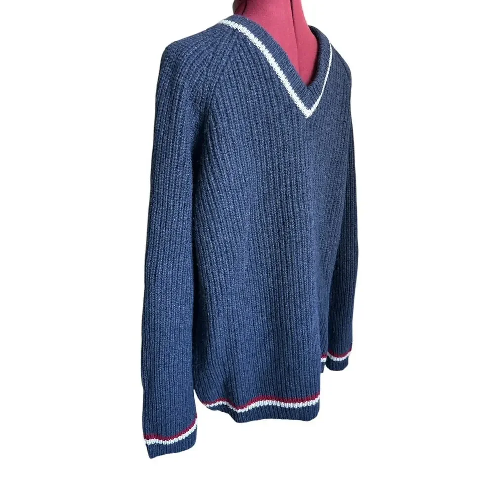 Vtg Polo Jean Co. Ralph‎ Lauren Mens XL Lambs Wool Blends V Neck Varsity Sweater